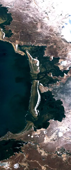 Borgarbyggð, Iceland forms the letter I in Landsat imagery