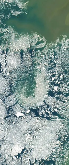 Lake Superior, North America forms the letter J in Landsat imagery