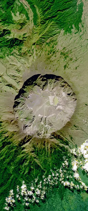 Mount Tambora, Indonesia forms the letter Q in Landsat imagery