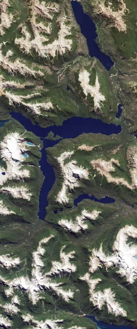 Lago Menendez, Argentina forms the letter R in Landsat imagery