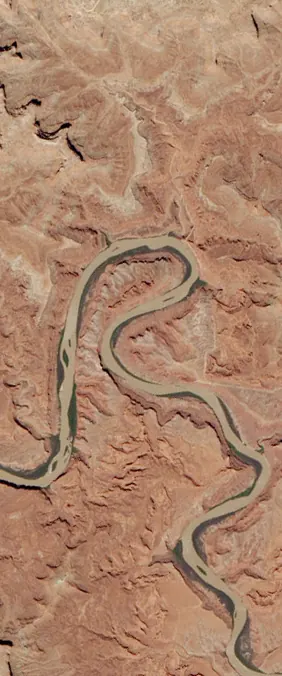 Canyonlands National Park, Utah forms the letter R in Landsat imagery