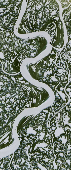 Mackenzie River forms the letter S in Landsat imagery