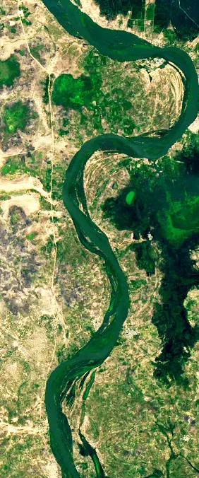 N’Djamena, Chad forms the letter S in Landsat imagery