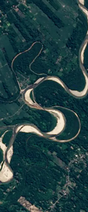 Rio Chapare, Bolivia forms the letter S in Landsat imagery