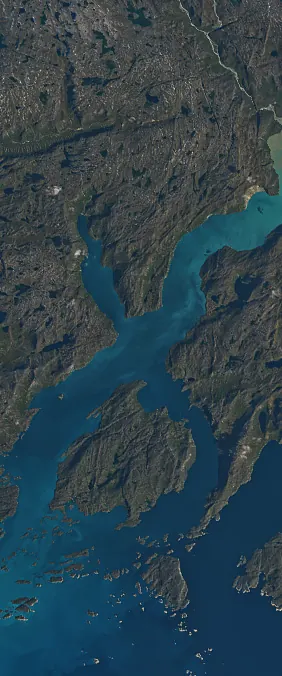 Davis Straight, Greenland forms the letter X in Landsat imagery