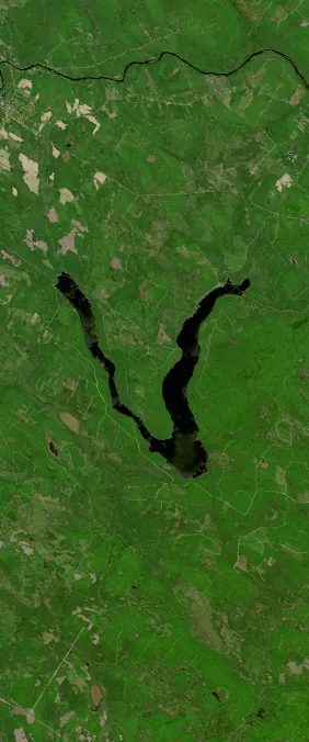 Mapleton, Maine forms the letter V in Landsat imagery